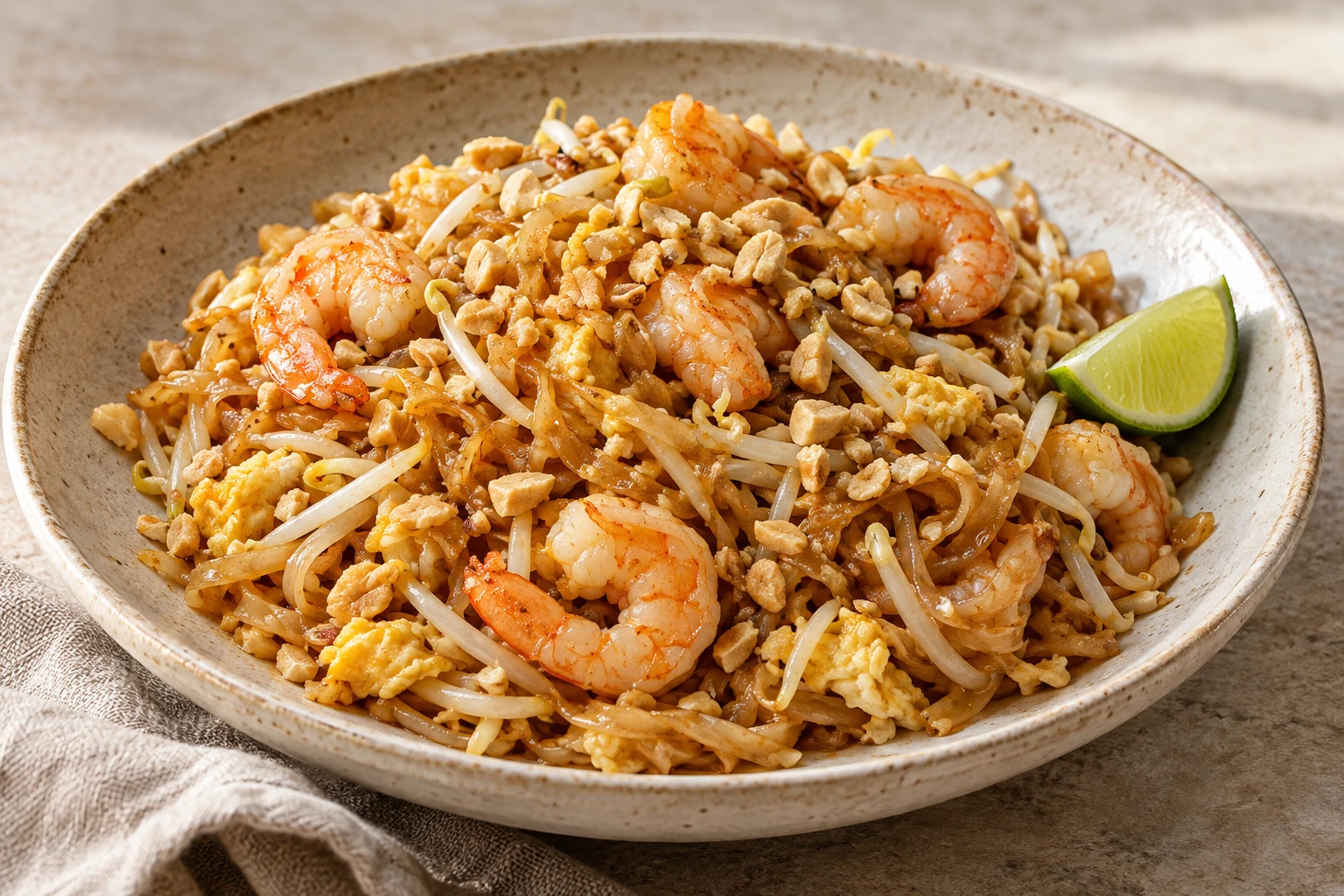 Pad Thai mit Garnelen